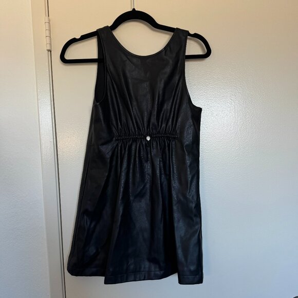 NWT Zara Black Faux Leather Sleeveless Pinafore Dress Girls Size 11/12 - Picture 1 of 3